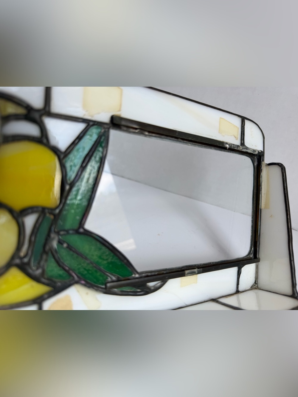 Stained Glass Tiffany Style Photo Frame 3x5 Lily Flower Floral White Yellow Vtg - Picture 6 of 13